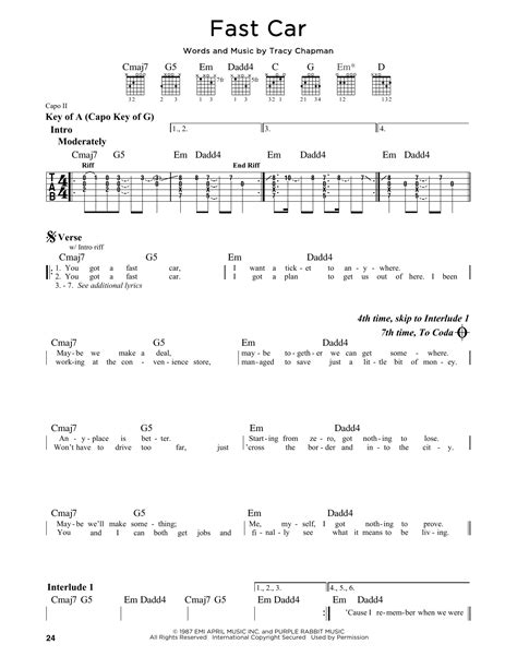 Fast Car Chords