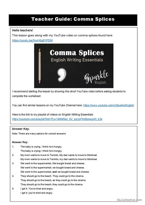 Fast Creative Writing Exercises Comma Splice Worksheet High School - Comma Splice Worksheet High School