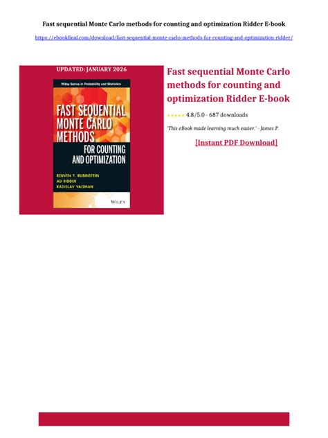 Fast Sequential Monte Carlo Methods For Counting And Optimization Wiley Series In Probability And Statistics