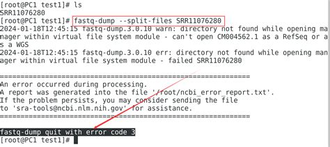 fastq-dump quit with error code 3 #548 - Github