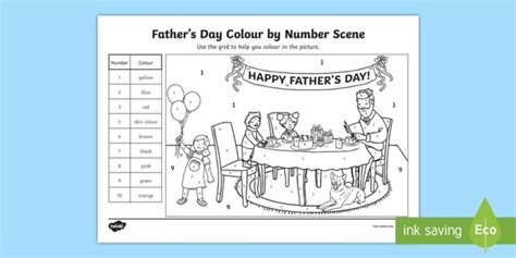 Father Day Color By Numbers Worksheetsday Fathers Day Color By Number - Fathers Day Color By Number