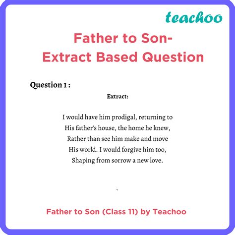 Father To Son Question Answer