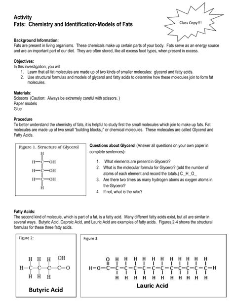 fats chemistry and identification answer key