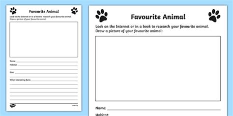 Favorite Animal Topic Writing Template Teacher Made Twinkl Animal Writing - Animal Writing