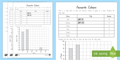 Favourite Colour Bar And Tally Chart Worksheets Twinkl Tally Charts And Bar Graphs Worksheets - Tally Charts And Bar Graphs Worksheets