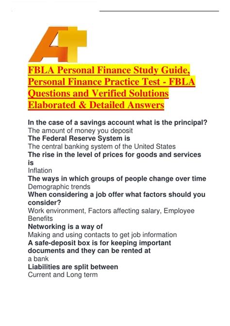 Fbla Personal Finance Study Guide