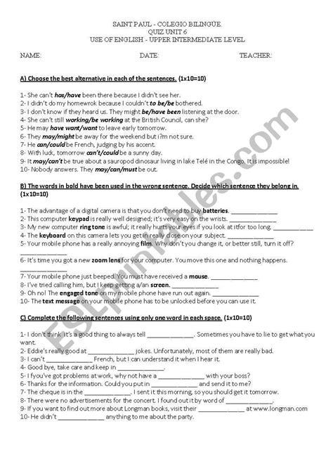 Fce Gold Plus Unit 6 Test
