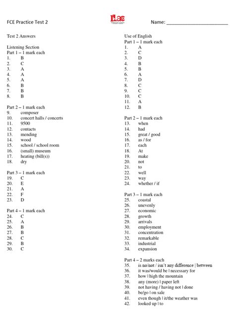 Fce Test With Answer Key 2009