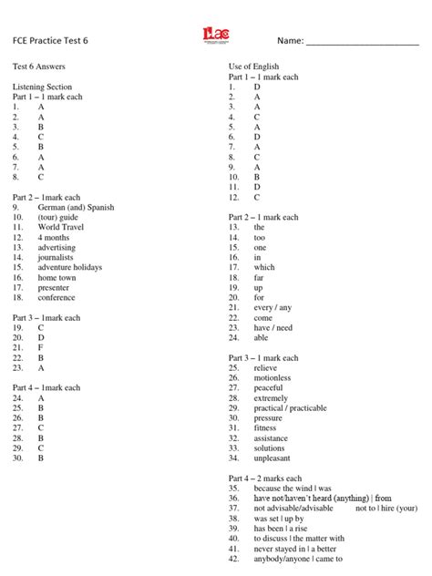 Read Online Fce Test 6 Paper 3 Key Answer 