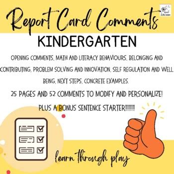 Fdk Report Card Comments