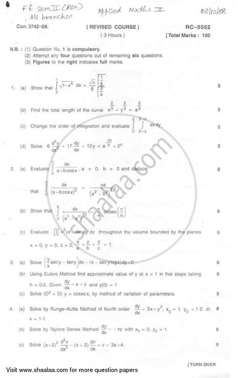 Fe Applied Mathematics 2 Old Question Paper
