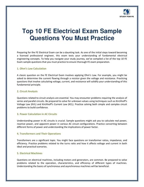 Fe Electrical Sample Questions And Solutions Book Free Download