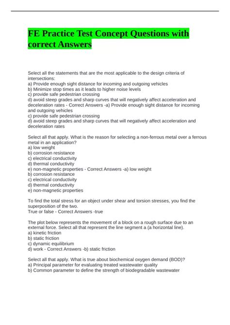 Fe Exam Practice Test