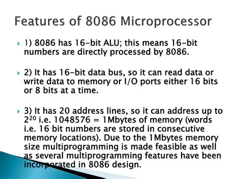 Features Of 8086 Microprocessor