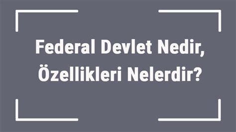 Federal Devlet Nedir