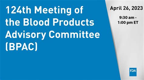 Federal Register Blood Products Advisory Committee Notice Of Dates In Writing - Dates In Writing