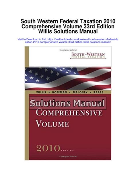 Full Download Federal Taxation Comprehensive Volume Solution 