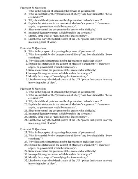 Download Federalist 51 Questions And Answers Wordpress 