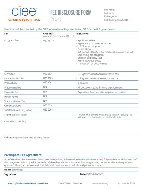 Fee Disclosure Statement