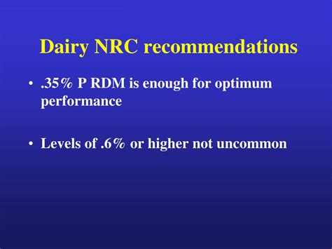 feed management nrc recommendations for dairy cows