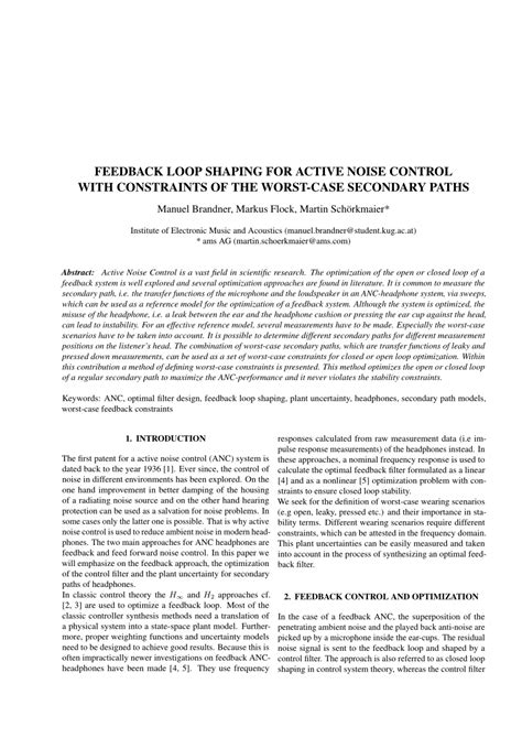 Full Download Feedback Loop Shaping For Active Noise Control With 