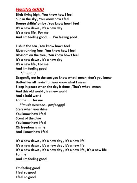 Feeling Good Lyrics