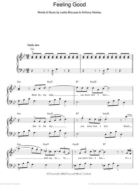 Feeling Good Nina Simone Sheet Music