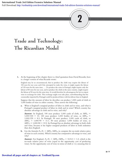 Download Feenstra Advanced International Trade Solution Manual 