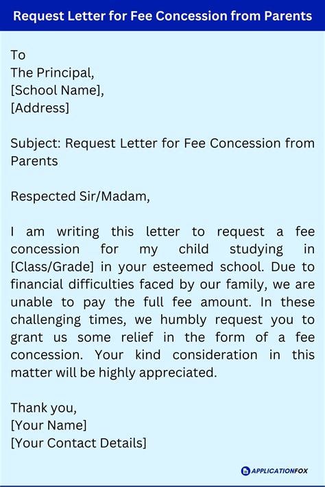 Fees Concession Letter