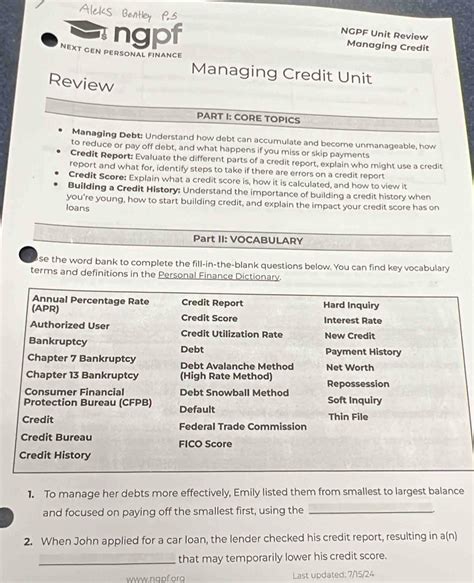 fefe credit test bank answer key