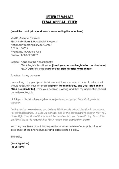 Fema Appeal Letter Example
