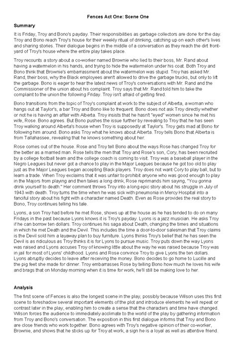 Fences Act 1 Summary