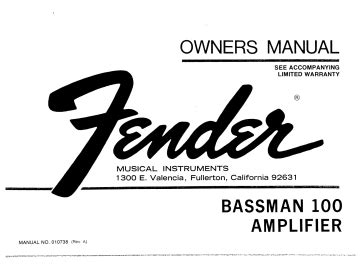 Read Online Fender Bassman 100 User Guide 