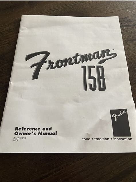 Full Download Fender Frontman 15B User Guide 