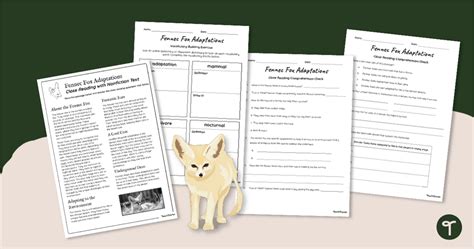 Fennec Fox Adaptations Close Reading Worksheets Adaptations 4th Grade Worksheet - Adaptations 4th Grade Worksheet