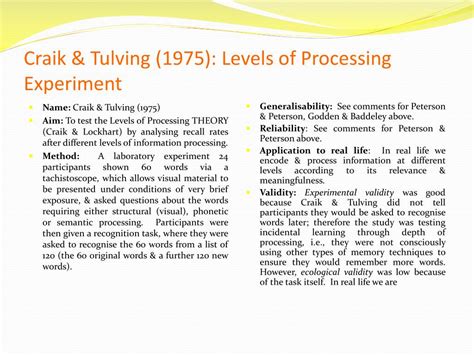 ferguson craik and endel tulving experiment