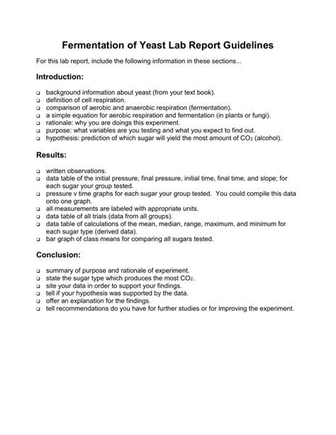 Fermentation In Yeast Lab Report
