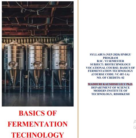 Fermentation Technology Lecture Notes