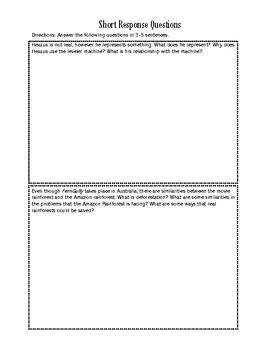 Ferngully Comprehension Questions