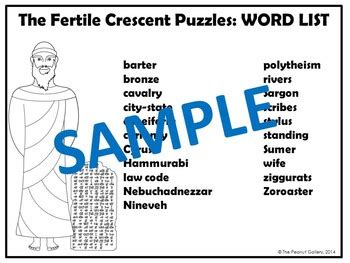 Fertile Crescent Puzzler Answer Key