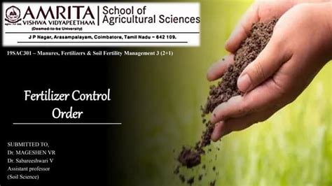 Fertilizer Control Order