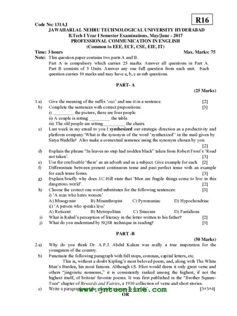 Fet College Engineering Previous Question Papers
