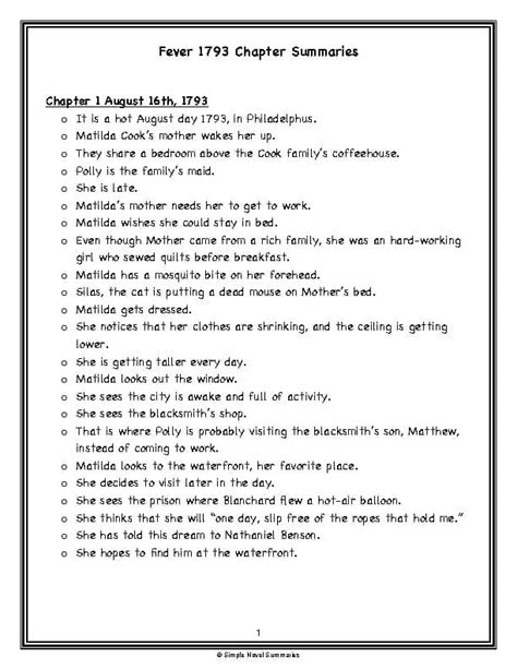Fever 1793 Summary Chapter 1