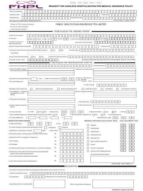 Fhpl Preauth Form