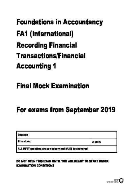 fia fa1 mock exams