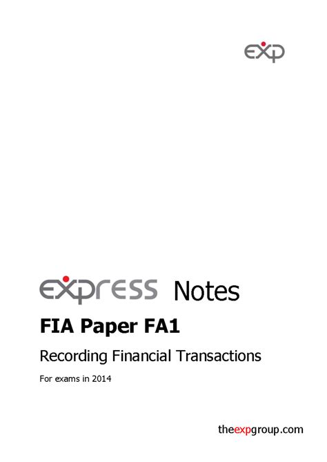fia paper fa1 the exp group