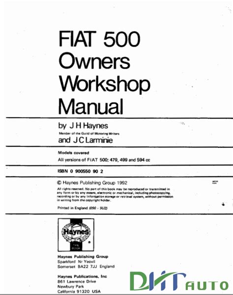 Download Fiat 500 Workshop Manual 