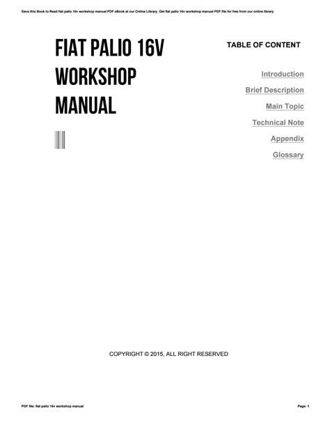 Read Online Fiat Palio 16V Workshop Manual File Type Pdf 