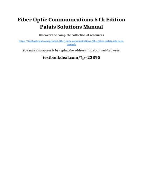 Fiber Optic Communications Palais Solution Manual Pdf