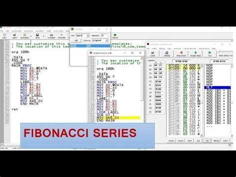 fibonacci series assembly language program